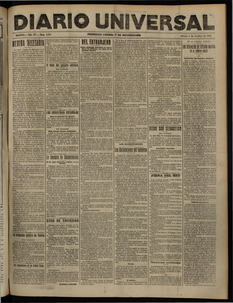 Miniatura de Diario Universal del 6 de octubre de 1917