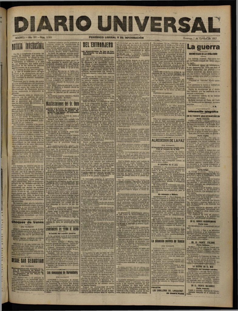Miniatura de Diario Universal del 7 de octubre de 1917