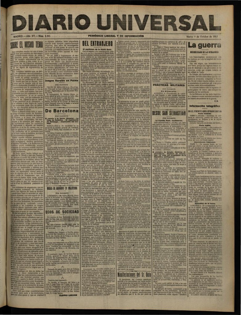 Miniatura de Diario Universal del 9 de octubre de 1917