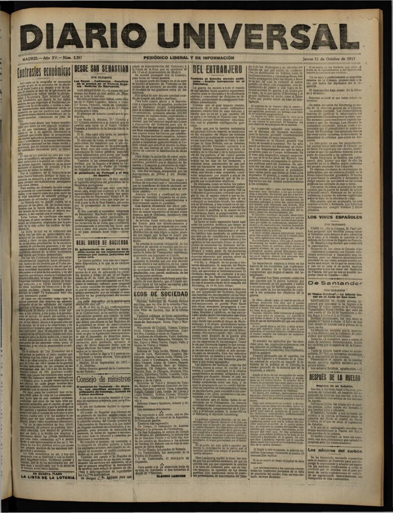 Miniatura de Diario Universal del 11 de octubre de 1917