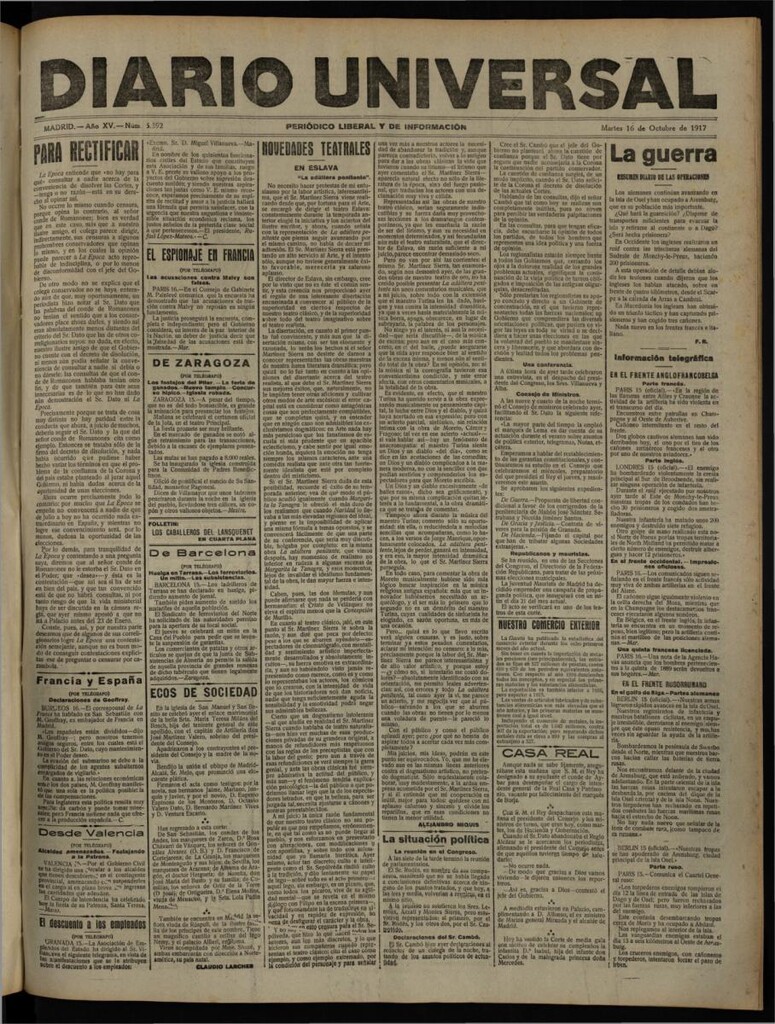 Miniatura de Diario Universal del 16 de octubre de 1917