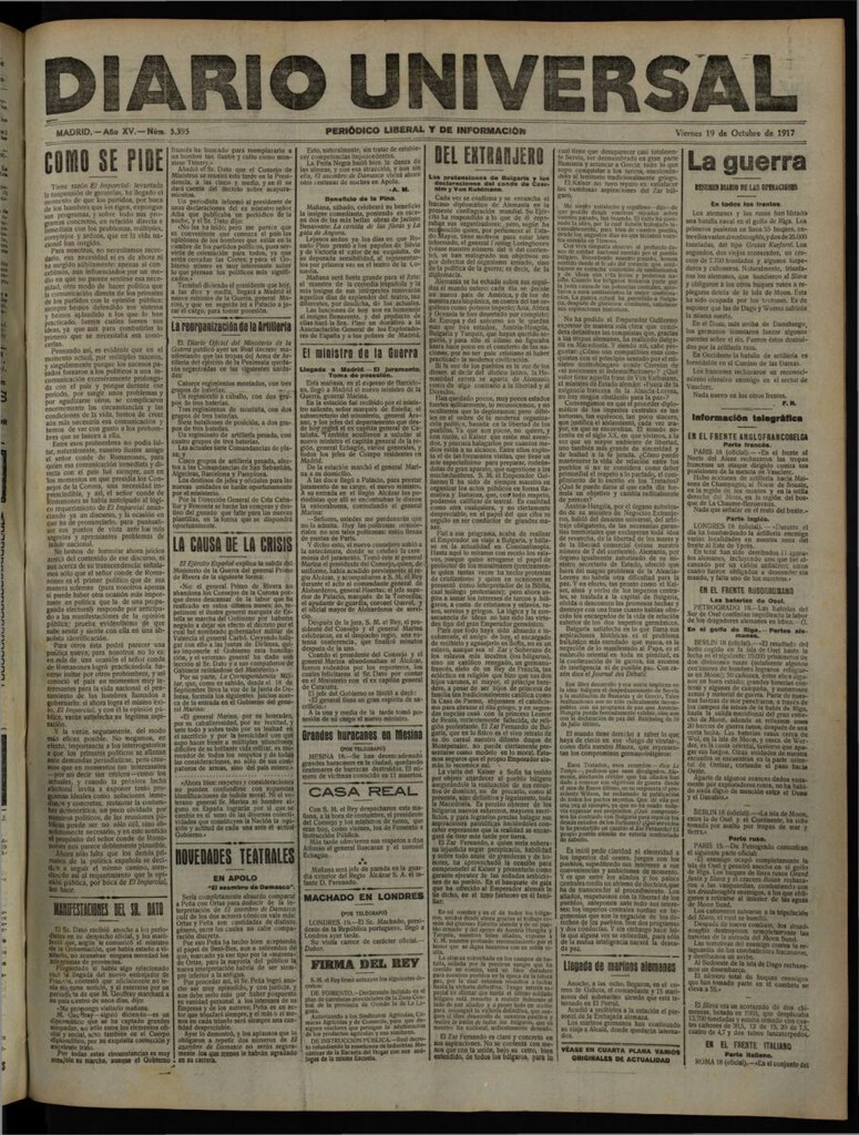 Miniatura de Diario Universal del 19 de octubre de 1917