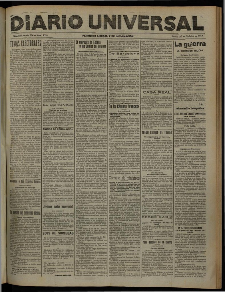 Miniatura de Diario Universal del 20 de octubre de 1917