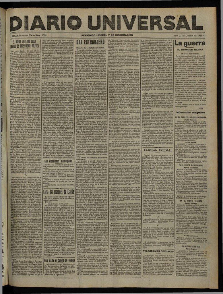 Miniatura de Diario Universal del 22 de octubre de 1917