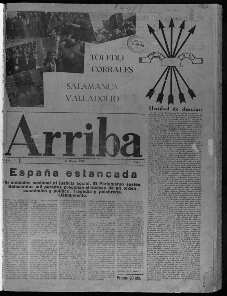 Miniatura de Arriba: órgano de Falange Española Tradicionalista y de las J.O.N.S. de Madrid