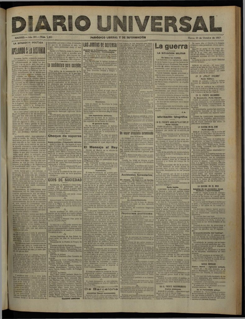 Miniatura de Diario Universal del 23 de octubre de 1917