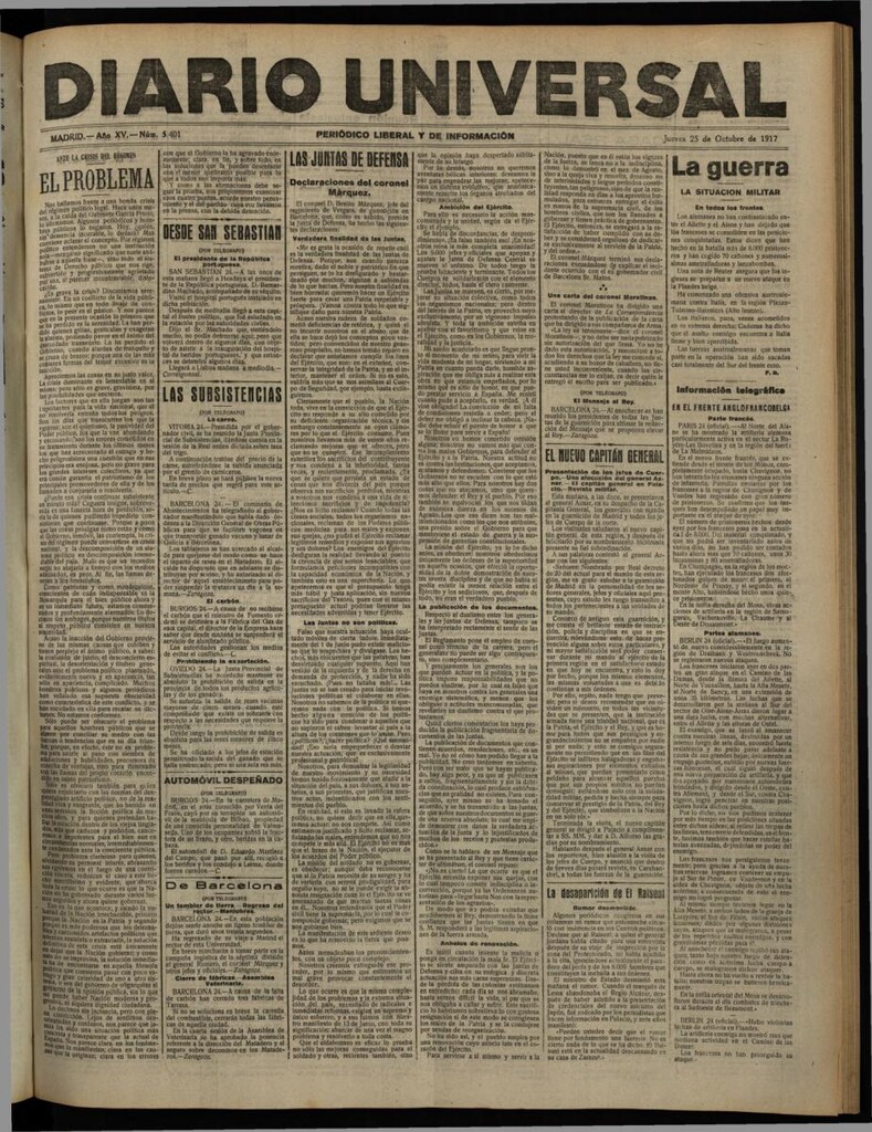 Miniatura de Diario Universal del 25 de octubre de 1917