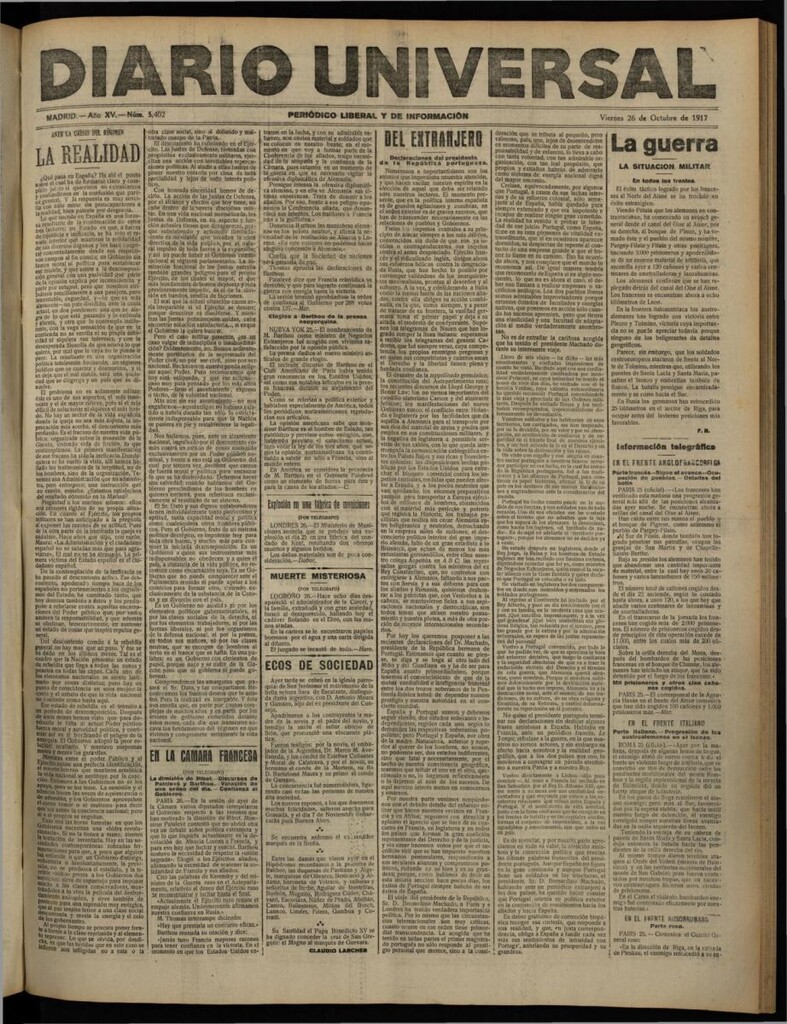 Miniatura de Diario Universal del 26 de octubre de 1917
