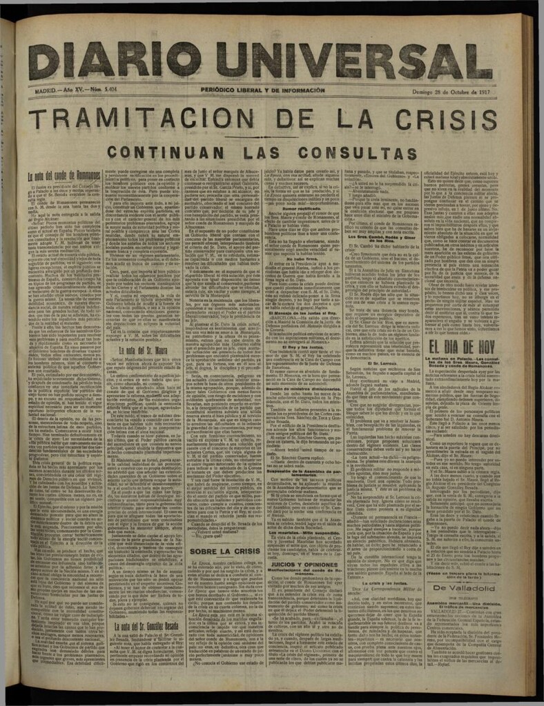 Miniatura de Diario Universal del 28 de octubre de 1917