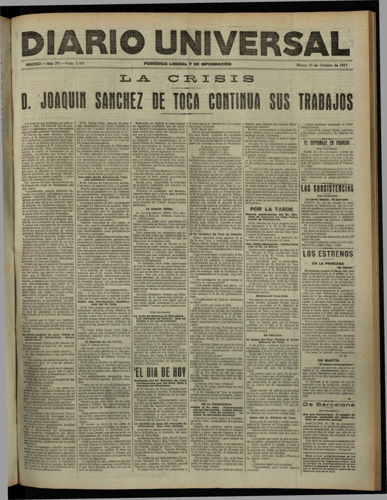 Miniatura de Diario Universal del 30 de octubre de 1917
