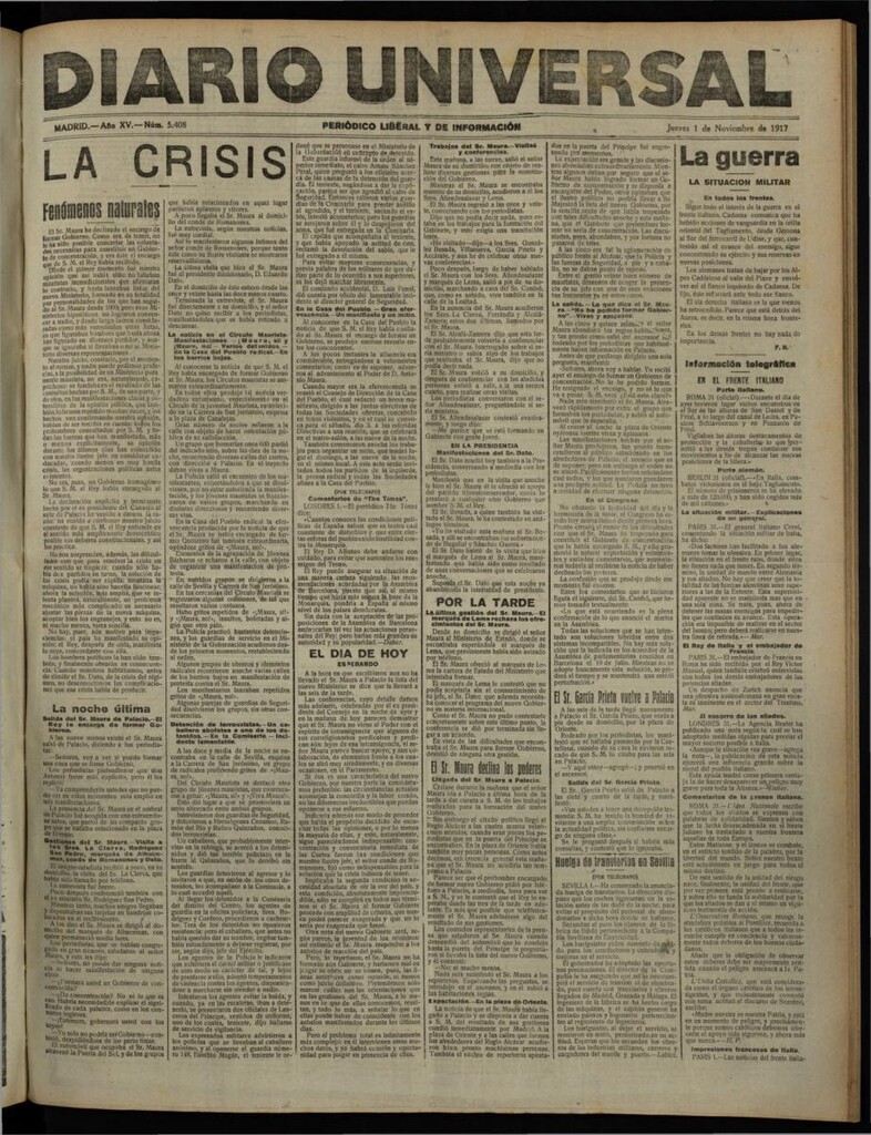 Miniatura de Diario Universal del 1 de noviembre de 1917