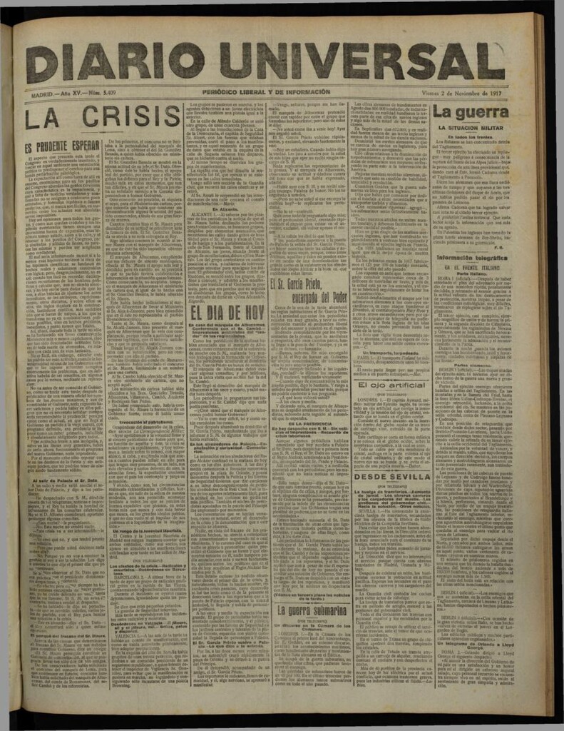 Miniatura de Diario Universal del 2 de noviembre de 1917