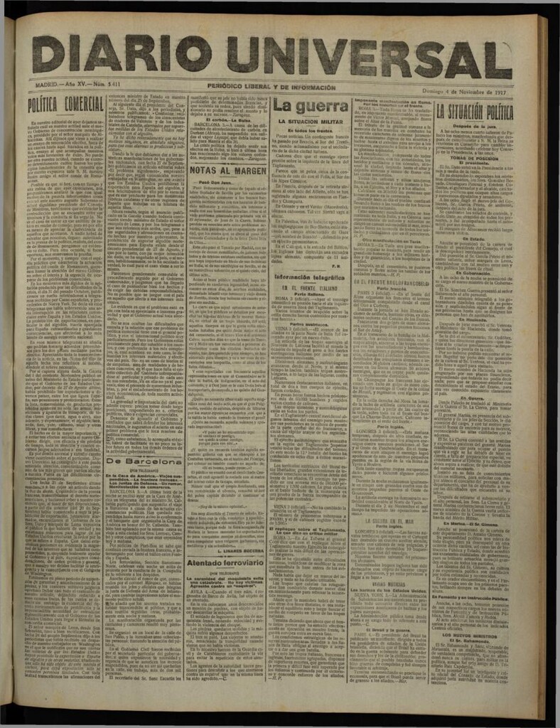 Miniatura de Diario Universal del 4 de noviembre de 1917