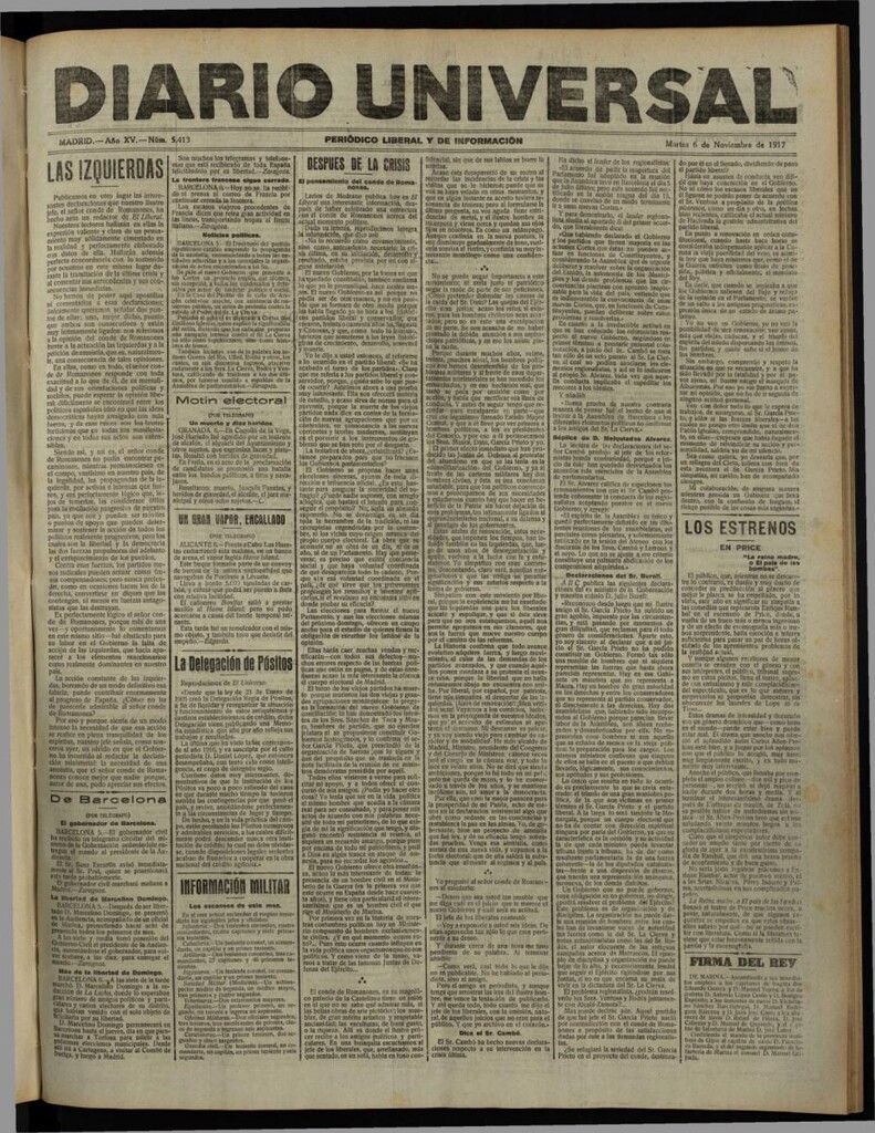 Miniatura de Diario Universal del 6 de noviembre de 1917