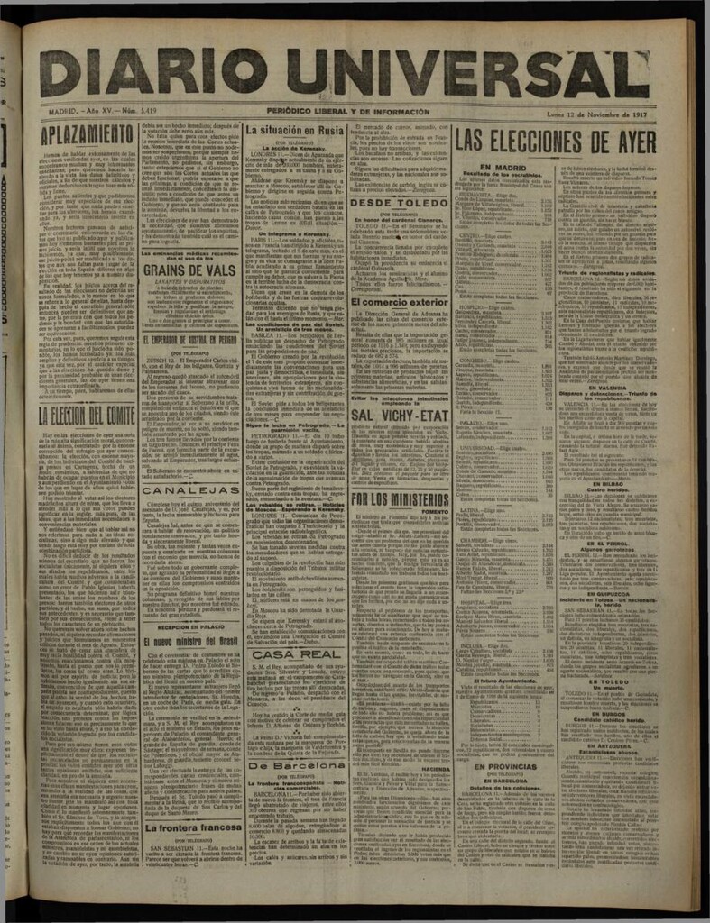 Miniatura de Diario Universal del 12 de noviembre de 1917