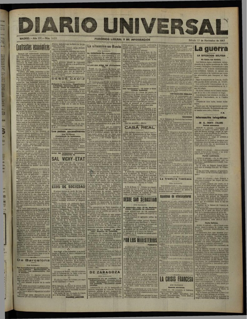 Miniatura de Diario Universal del 17 de noviembre de 1917