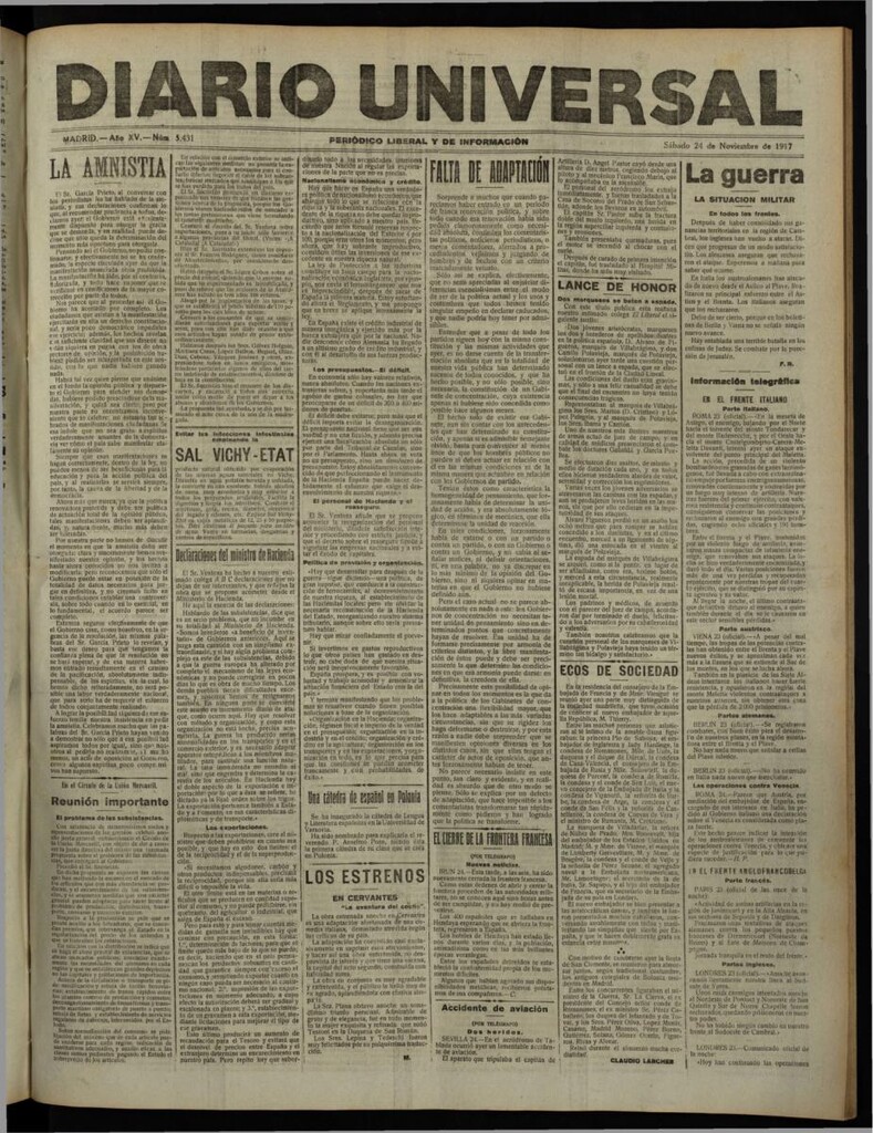 Miniatura de Diario Universal del 24 de noviembre de 1917