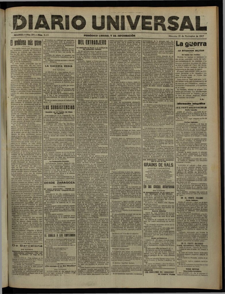 Miniatura de Diario Universal del 28 de noviembre de 1917