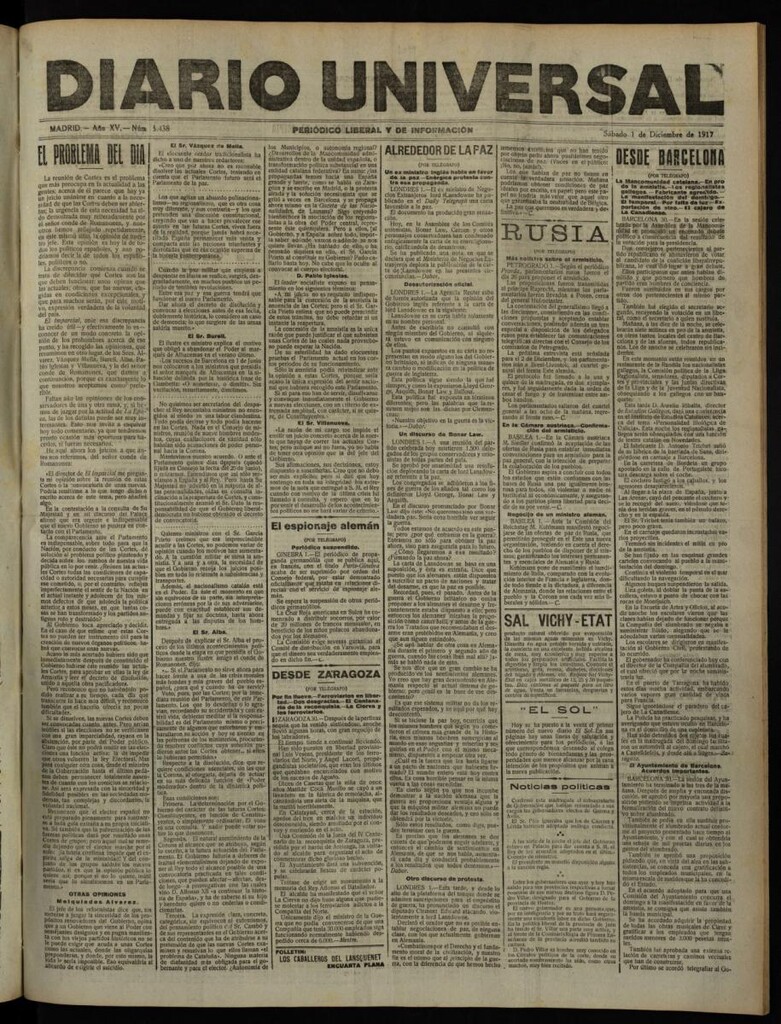 Miniatura de Diario Universal del 1 de diciembre de 1917