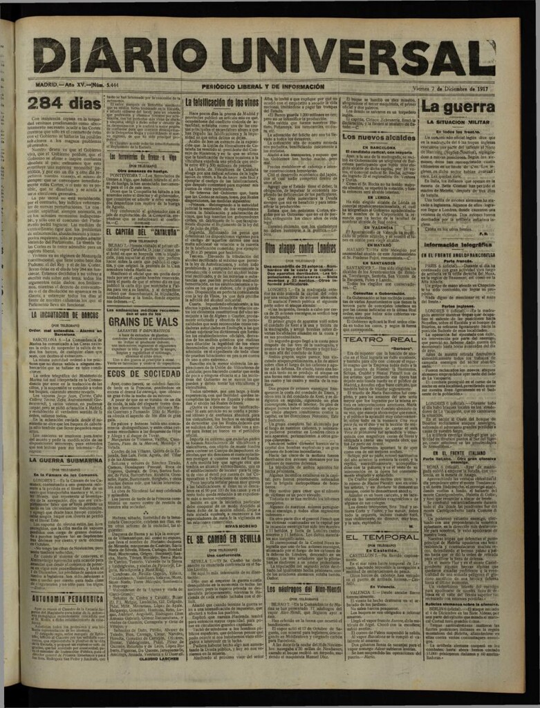 Miniatura de Diario Universal del 7 de diciembre de 1917