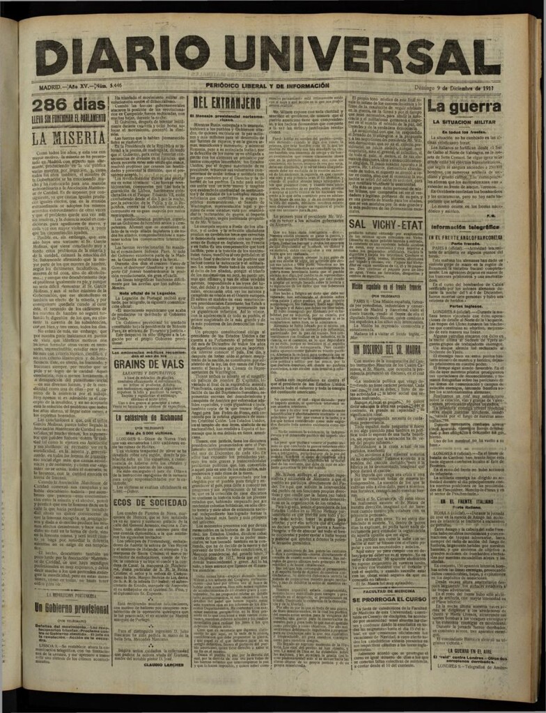 Miniatura de Diario Universal del 9 de diciembre de 1917