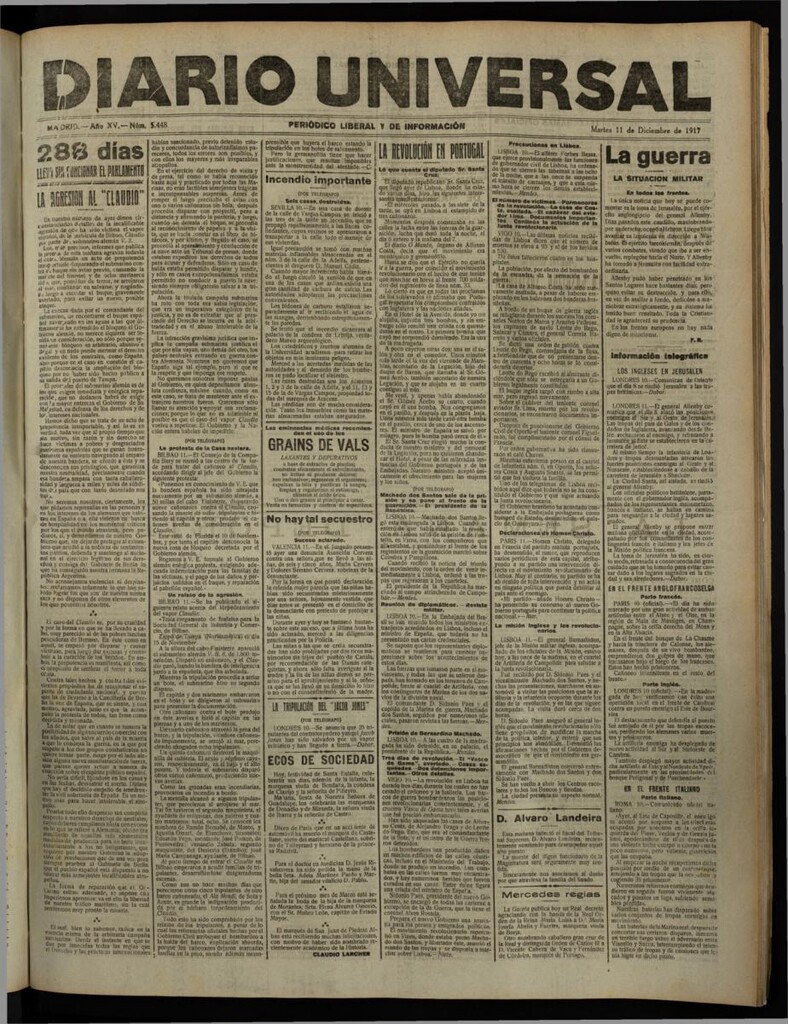 Miniatura de Diario Universal del 11 de diciembre de 1917