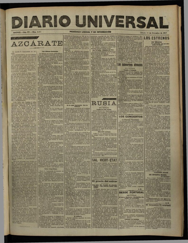 Miniatura de Diario Universal del 15 de diciembre de 1917