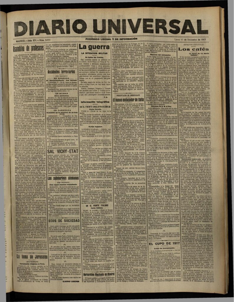 Miniatura de Diario Universal del 17 de diciembre de 1917