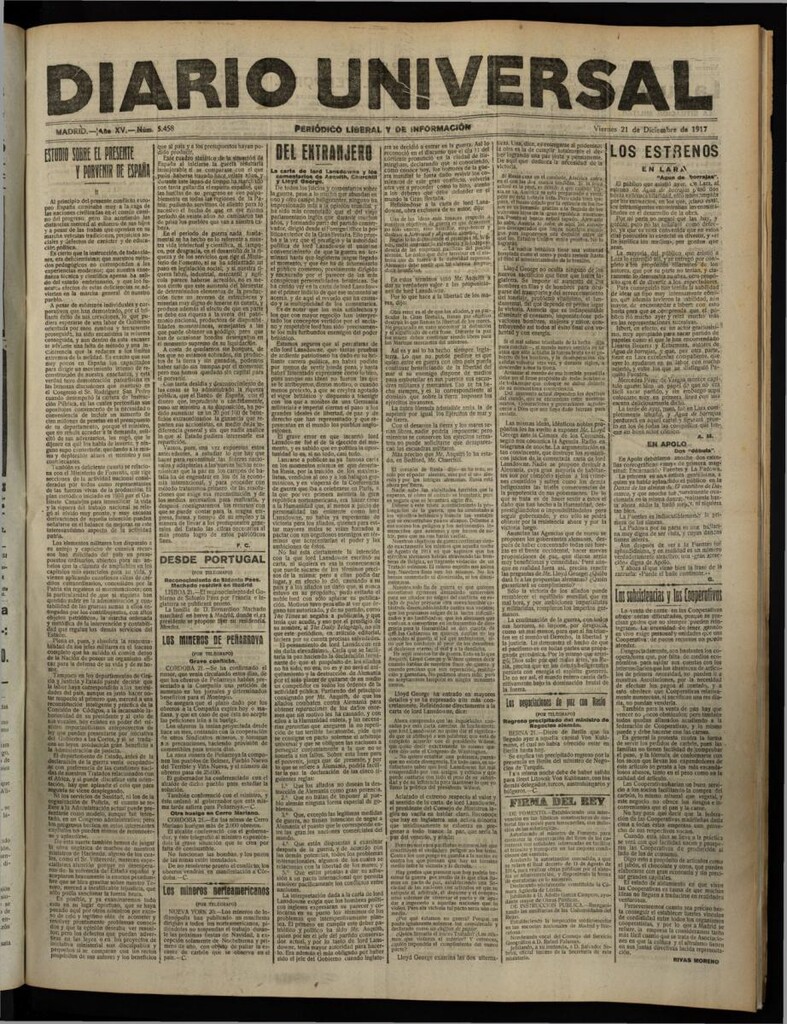 Miniatura de Diario Universal del 21 de diciembre de 1917
