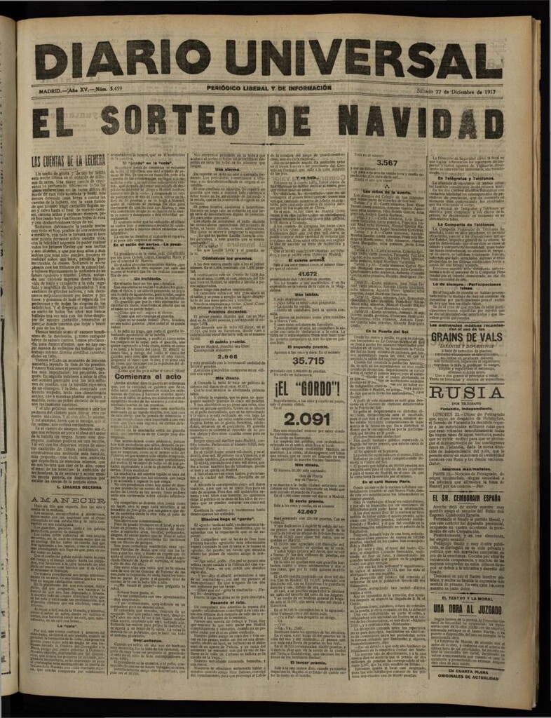 Miniatura de Diario Universal del 22 de diciembre de 1917