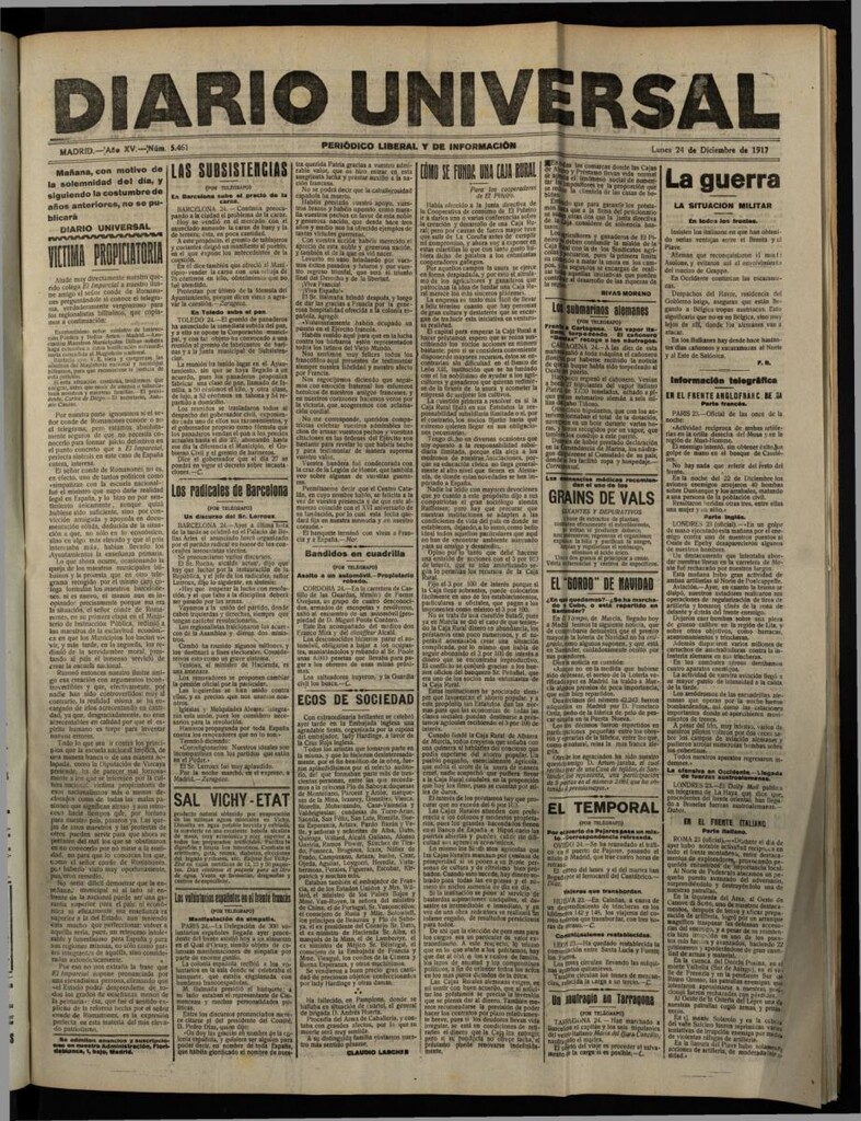 Miniatura de Diario Universal del 24 de diciembre de 1917