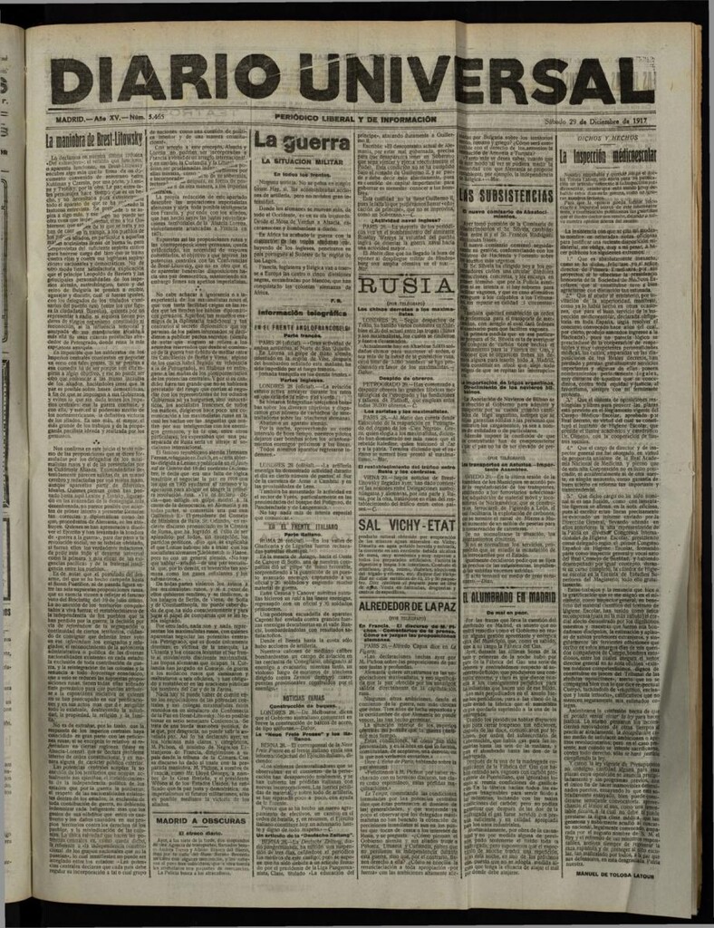 Miniatura de Diario Universal del 29 de diciembre de 1917