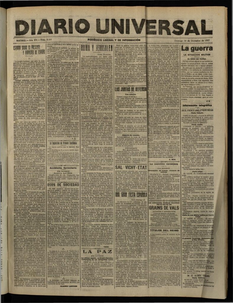Miniatura de Diario Universal del 30 de diciembre de 1917