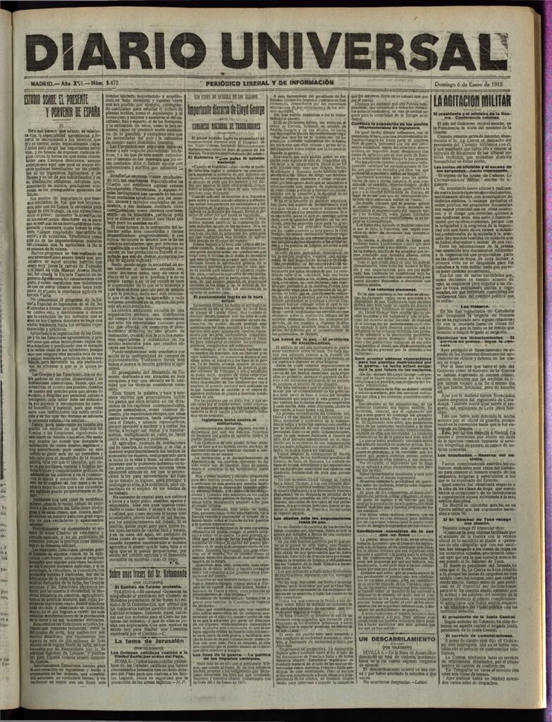 Miniatura de Diario Universal del 6 de enero de 1918