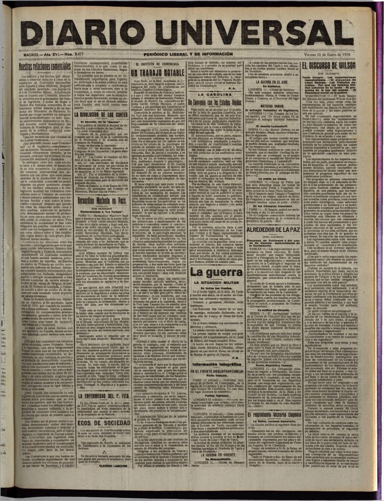 Miniatura de Diario Universal del 11 de enero de 1918