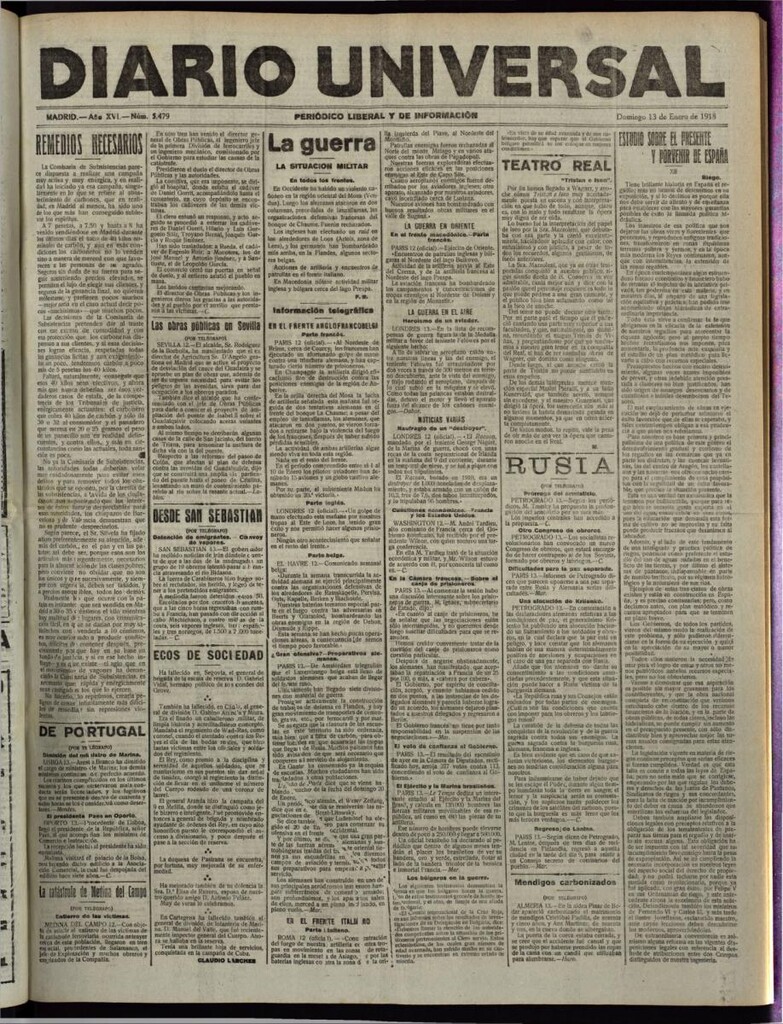 Miniatura de Diario Universal del 13 de enero de 1918