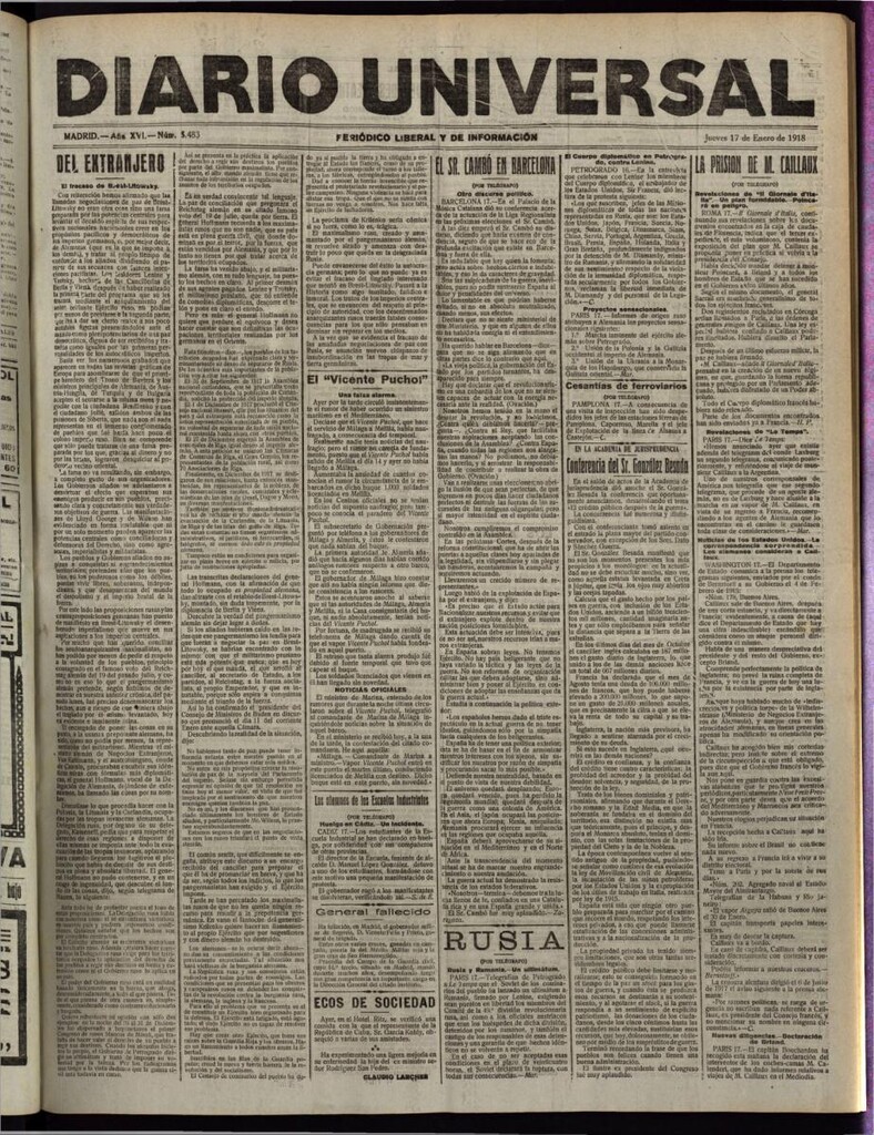 Miniatura de Diario Universal del 17 de enero de 1918