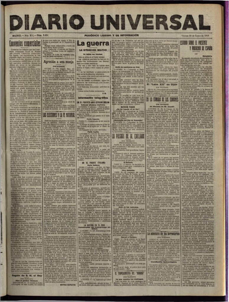 Miniatura de Diario Universal del 18 de enero de 1918