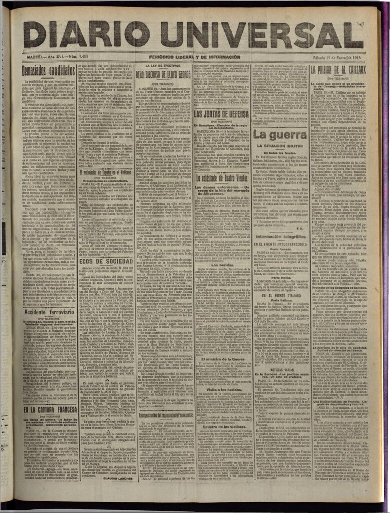 Miniatura de Diario Universal del 19 de enero de 1918
