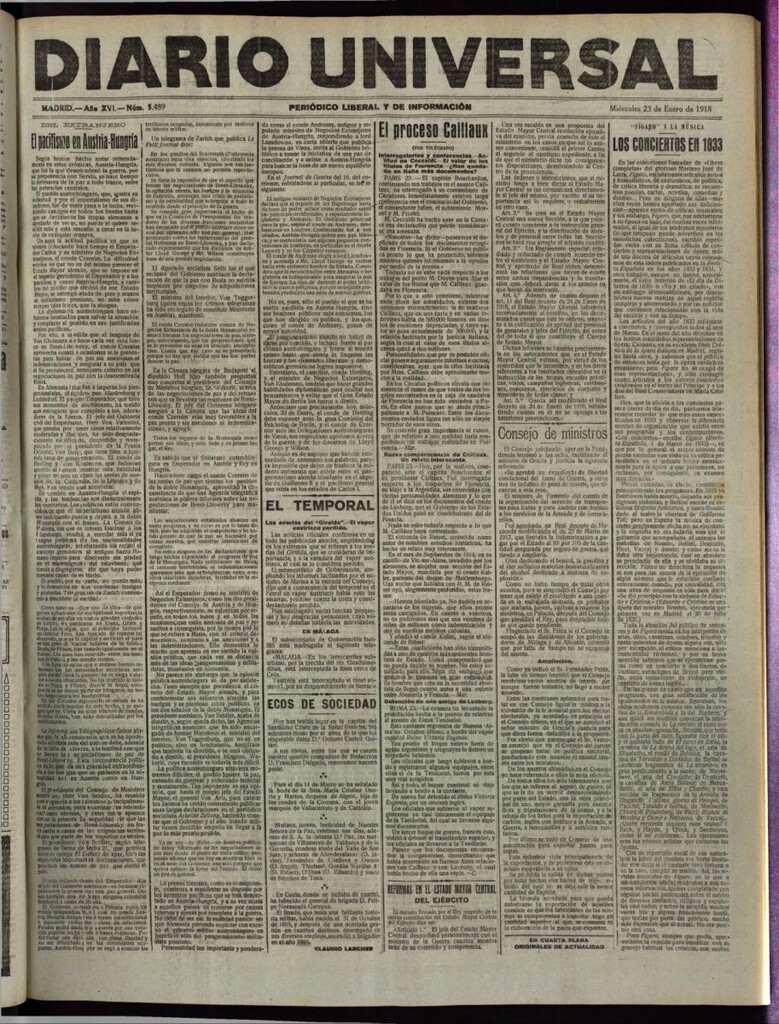 Miniatura de Diario Universal del 23 de enero de 1918