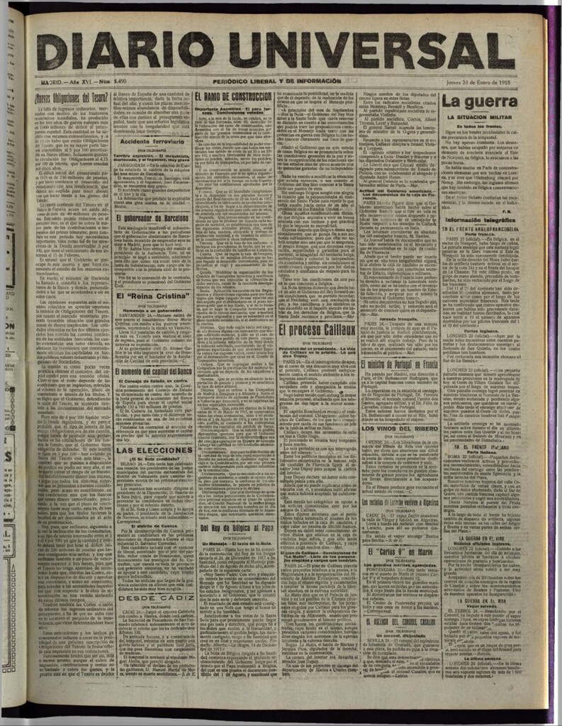 Miniatura de Diario Universal del 24 de enero de 1918