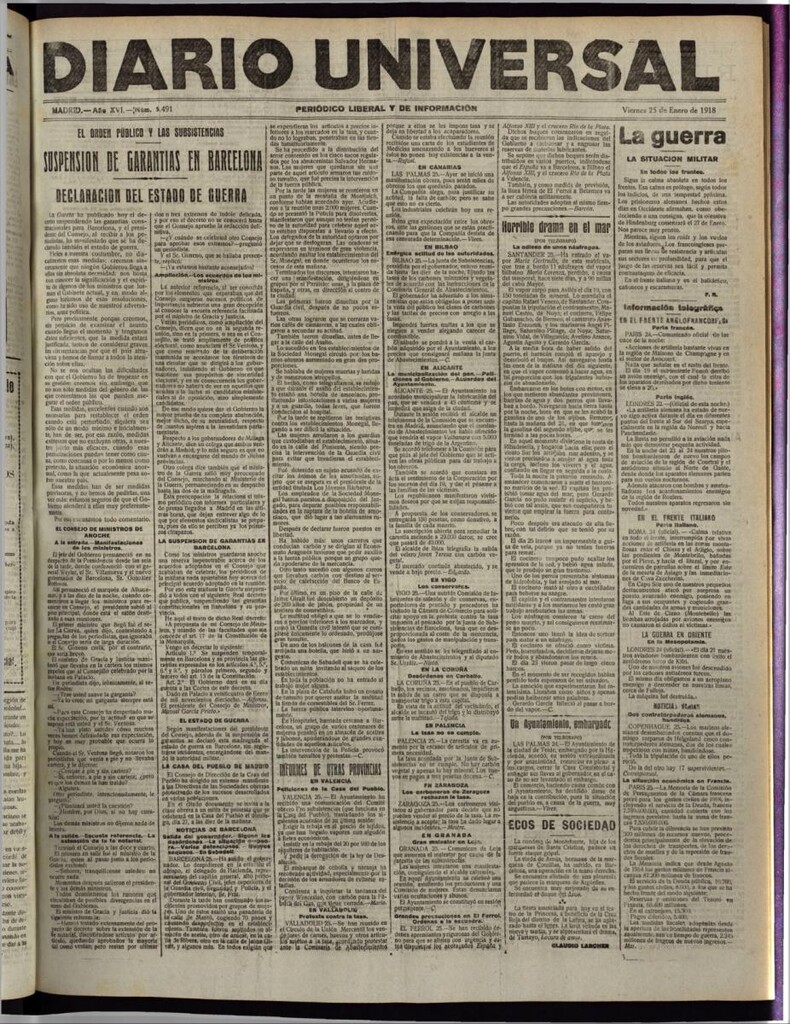 Miniatura de Diario Universal del 25 de enero de 1918