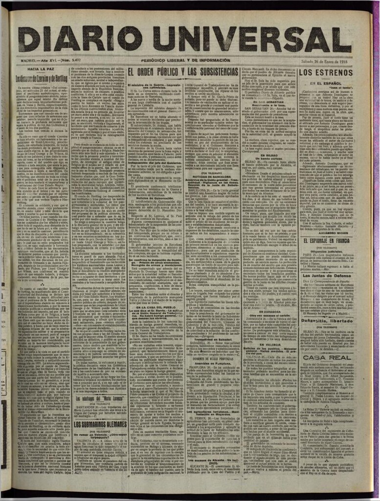 Miniatura de Diario Universal del 26 de enero de 1918