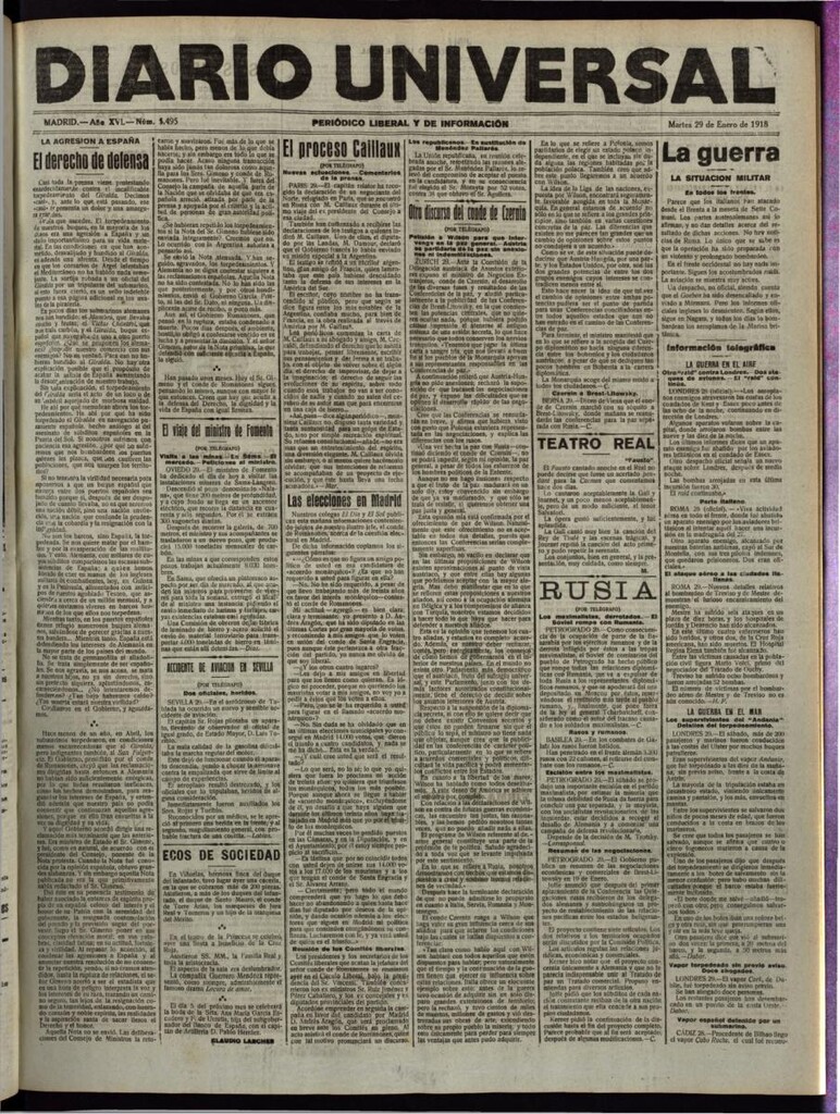 Miniatura de Diario Universal del 29 de enero de 1918