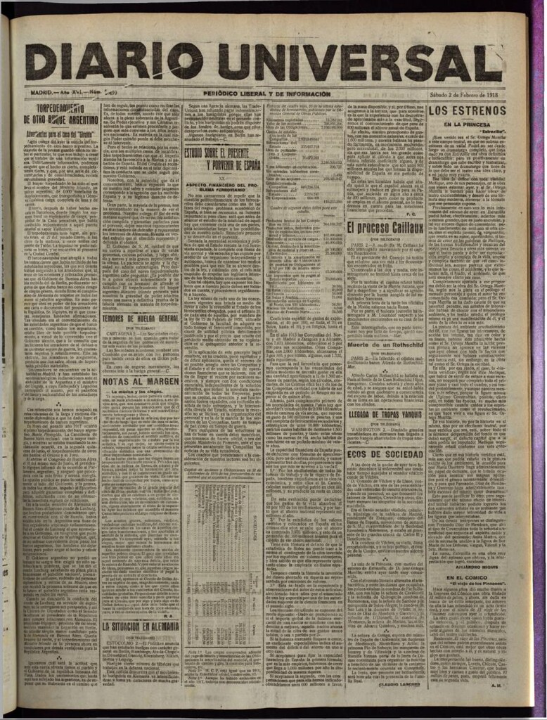 Miniatura de Diario Universal del 2 de febrero de 1918