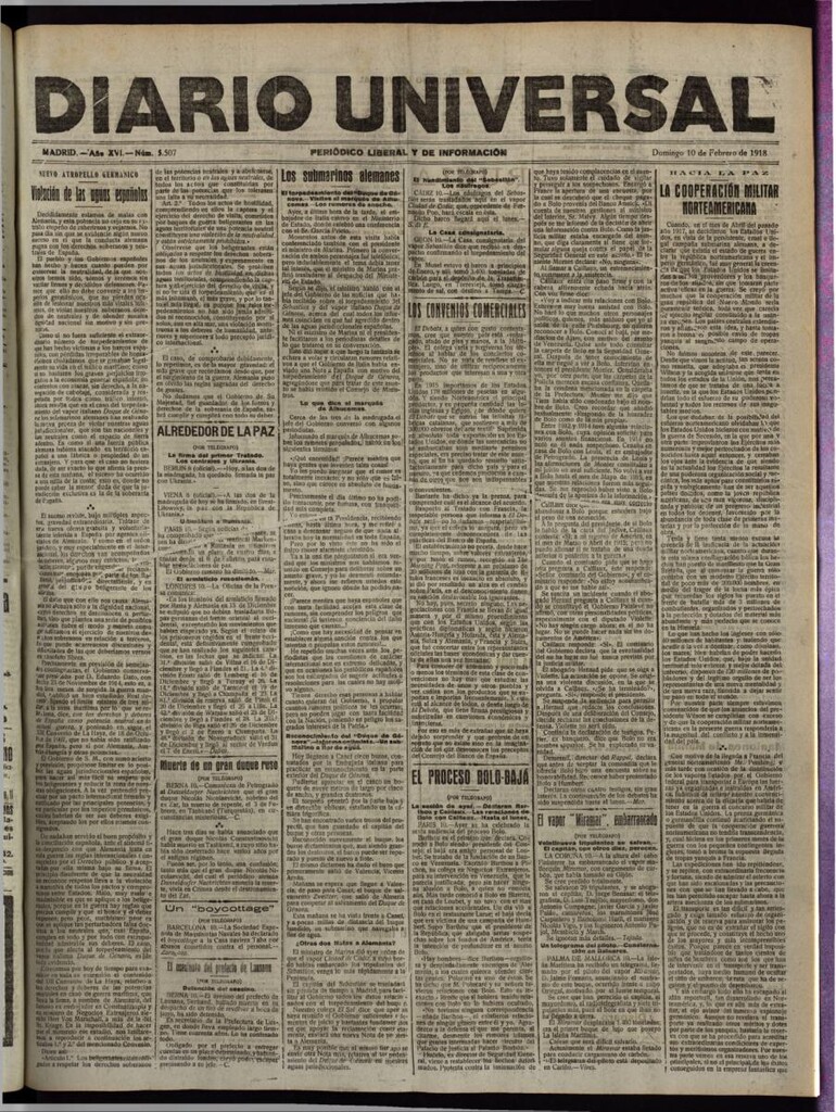 Miniatura de Diario Universal del 10 de febrero de 1918