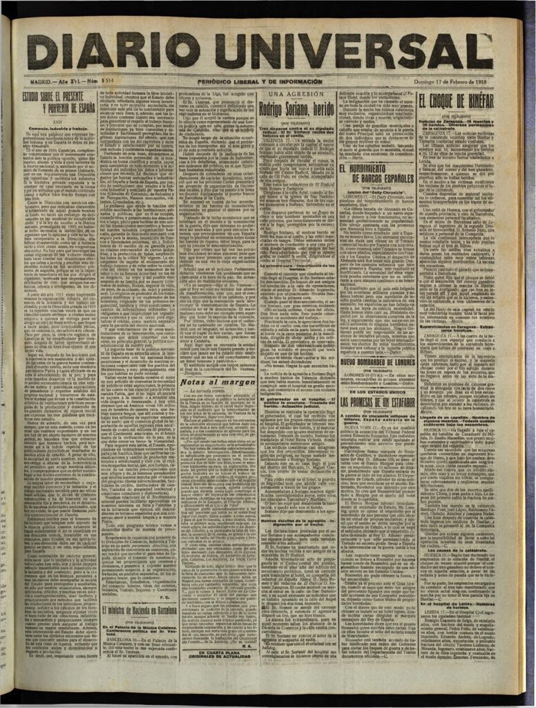 Miniatura de Diario Universal del 17 de febrero de 1918