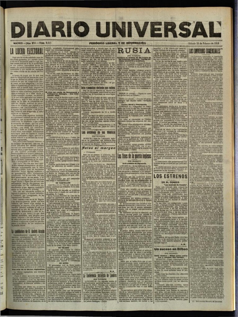 Miniatura de Diario Universal del 23 de febrero de 1918