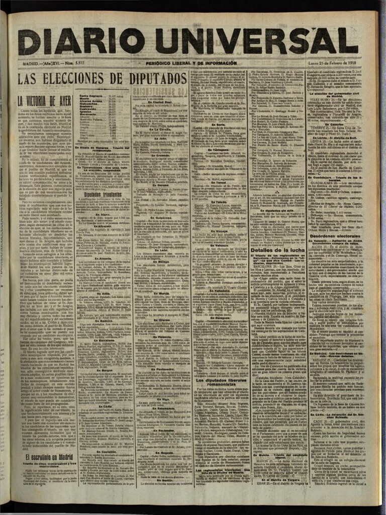 Miniatura de Diario Universal del 25 de febrero de 1918