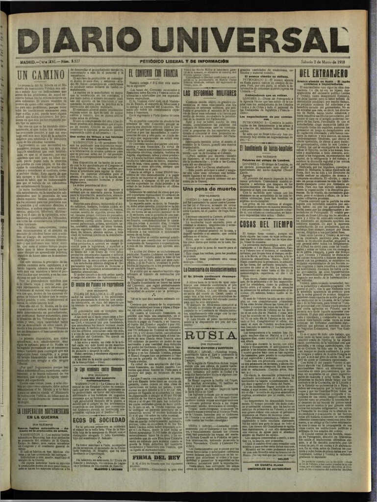 Miniatura de Diario Universal del 2 de marzo de 1918